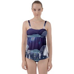 Alien-astronaut-scene Twist Front Tankini Set by Salman4z