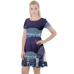 Alien-astronaut-scene Cap Sleeve Velour Dress  by Salman4z