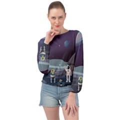 Alien-astronaut-scene Banded Bottom Chiffon Top by Salman4z