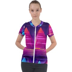 Egyptian-pyramids-night-landscape-cartoon Short Sleeve Zip Up Jacket by Salman4z