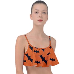 Halloween-card-with-bats-flying-pattern Frill Bikini Top by Salman4z