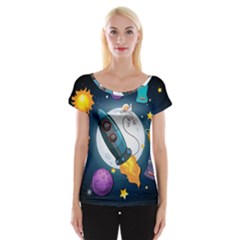 Spaceship-astronaut-space Cap Sleeve Top by Salman4z