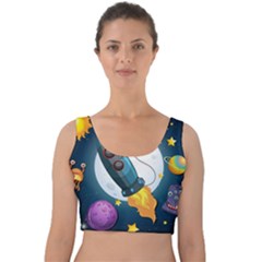 Spaceship-astronaut-space Velvet Crop Top by Salman4z