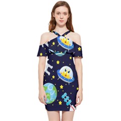 Space-seamless-pattern   - Shoulder Frill Bodycon Summer Dress by Salman4z