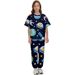 Space-seamless-pattern   - Kids  Tee And Pants Sports Set by Salman4z
