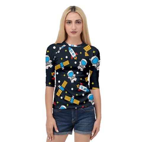 Seamless-adventure-space-vector-pattern-background Quarter Sleeve Raglan Tee by Salman4z