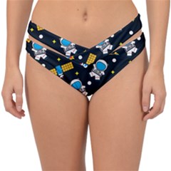 Seamless-adventure-space-vector-pattern-background Double Strap Halter Bikini Bottoms by Salman4z