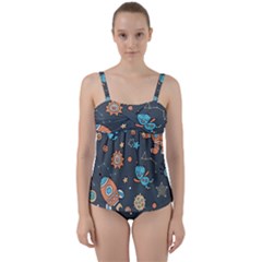 Space-seamless-pattern Twist Front Tankini Set by Salman4z