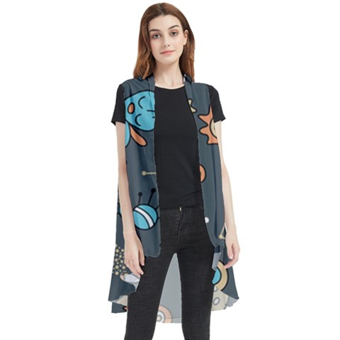 Space-seamless-pattern Sleeveless Chiffon Waistcoat Shirt by Salman4z