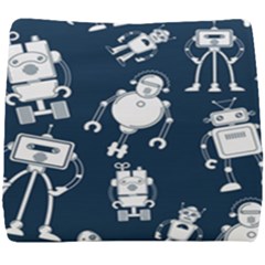 White-robot-blue-seamless-pattern Seat Cushion by Salman4z