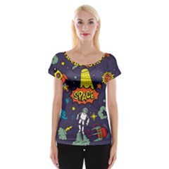 Vector-flat-space-design-background-with-text -- Cap Sleeve Top by Salman4z
