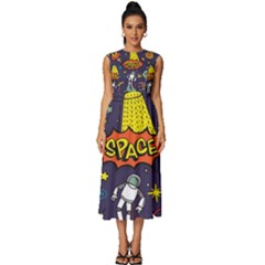 Vector-flat-space-design-background-with-text -- Sleeveless Round Neck Midi Dress by Salman4z