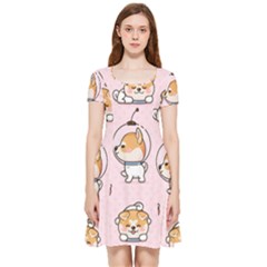 Set-kawaii-smile-japanese-dog-akita-inu-cartoon Inside Out Cap Sleeve Dress by Salman4z