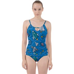 About-space-seamless-pattern Cut Out Top Tankini Set by Salman4z