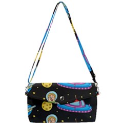 Seamless-pattern-with-space-objects-ufo-rockets-aliens-hand-drawn-elements-space Removable Strap Clutch Bag by Salman4z