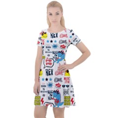 Monster-cool-seamless-pattern Cap Sleeve Velour Dress  by Salman4z