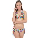 Retro-cameras-audio-cassettes-hand-drawn-pop-art-style-seamless-pattern Tie It Up Bikini Set View1