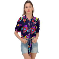 Space-patterns Tie Front Shirt  by Salman4z