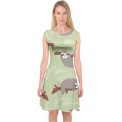 Sloths-pattern-design Capsleeve Midi Dress by Salman4z