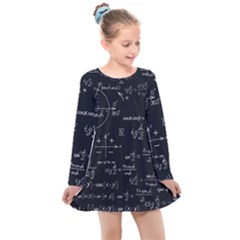 Mathematical-seamless-pattern-with-geometric-shapes-formulas Kids  Long Sleeve Dress by Salman4z
