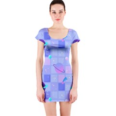 Seamless-pattern-pastel-galaxy-future Short Sleeve Bodycon Dress by Salman4z