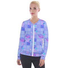 Seamless-pattern-pastel-galaxy-future Velvet Zip Up Jacket by Salman4z