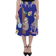 Hand-drawn-cute-sloth-pattern-background Classic Midi Skirt by Salman4z
