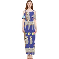 Hand-drawn-cute-sloth-pattern-background Draped Sleeveless Chiffon Jumpsuit by Salman4z