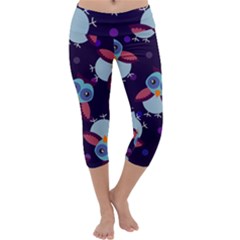 Owl-pattern-background Capri Yoga Leggings by Salman4z