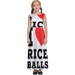I Love Rice Balls Kids  Satin Sleeveless Maxi Dress by ilovewhateva