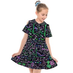 Math-linear-mathematics-education-circle-background Kids  Short Sleeve Shirt Dress by Salman4z