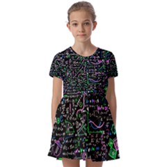 Math-linear-mathematics-education-circle-background Kids  Short Sleeve Pinafore Style Dress by Salman4z