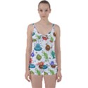 Dangerous-streptococcus-lactobacillus-staphylococcus-others-microbes-cartoon-style-vector-seamless Tie Front Two Piece Tankini View1