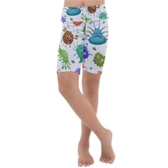 Dangerous-streptococcus-lactobacillus-staphylococcus-others-microbes-cartoon-style-vector-seamless Kids  Lightweight Velour Cropped Yoga Leggings by Salman4z