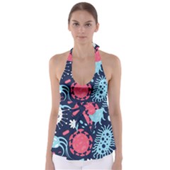 Seamless-pattern-microbes-virus-vector-illustration Babydoll Tankini Top by Salman4z