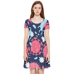 Seamless-pattern-microbes-virus-vector-illustration Inside Out Cap Sleeve Dress by Salman4z