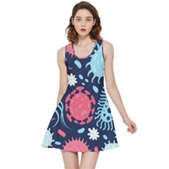 Seamless-pattern-microbes-virus-vector-illustration Inside Out Reversible Sleeveless Dress by Salman4z