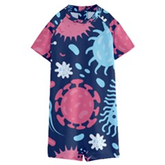 Seamless-pattern-microbes-virus-vector-illustration Kids  Boyleg Half Suit Swimwear by Salman4z