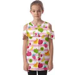 Tropical-fruits-berries-seamless-pattern Fold Over Open Sleeve Top by Salman4z