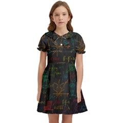 Mathematical-colorful-formulas-drawn-by-hand-black-chalkboard Kids  Bow Tie Puff Sleeve Dress by Salman4z