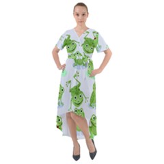 Cute-green-frogs-seamless-pattern Front Wrap High Low Dress by Salman4z
