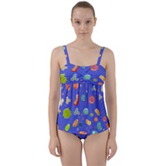 Virus-seamless-pattern Twist Front Tankini Set by Salman4z