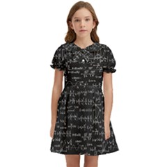 Math-equations-formulas-pattern Kids  Bow Tie Puff Sleeve Dress by Salman4z