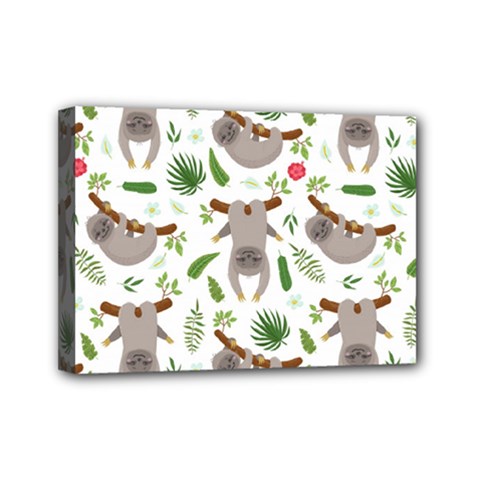 Seamless-pattern-with-cute-sloths Mini Canvas 7  X 5  (stretched) by Salman4z
