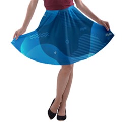 Abstract-classic-blue-background A-line Skater Skirt by Salman4z