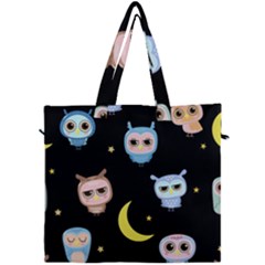 Cute-owl-doodles-with-moon-star-seamless-pattern Canvas Travel Bag by Salman4z