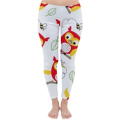 Seamless-pattern-vector-owl-cartoon-with-bugs Classic Winter Leggings by Salman4z