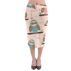 Seamless-pattern-owls-dream-cute-style-pajama-fabric Midi Pencil Skirt by Salman4z