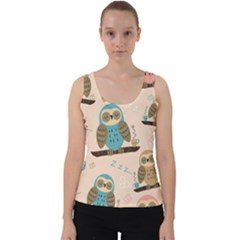 Seamless-pattern-owls-dream-cute-style-pajama-fabric Velvet Tank Top by Salman4z