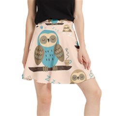 Seamless-pattern-owls-dream-cute-style-pajama-fabric Waistband Skirt by Salman4z
